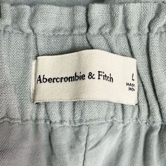 Abercrombie & Fitch Linen Blend Pull-On Shorts Blue/Green High Rise Size Large - Picture 7 of 11